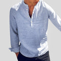 Nicolás | Camisa de Lino de Manga Larga Hombre Escote Henley