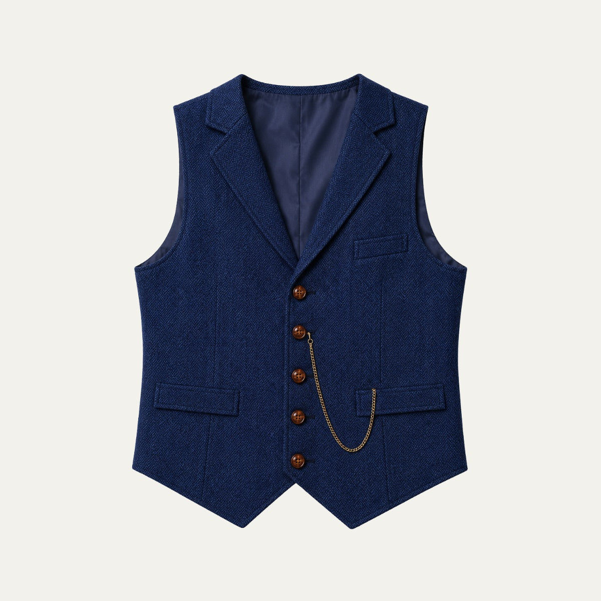 Nuvara | Nicolás | Chaleco de Tweed Hombre Espiga Solapa Entallado