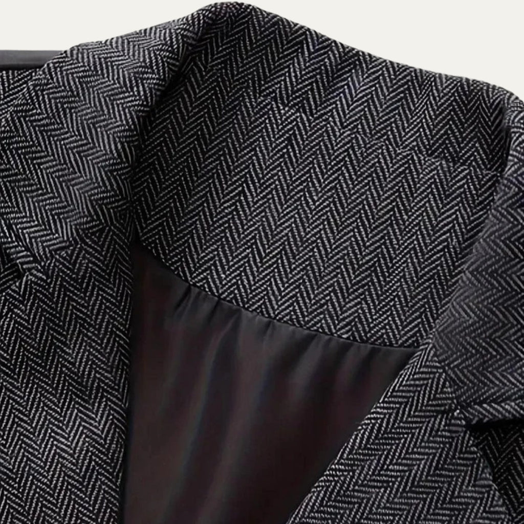 Nuvara | Nicolás | Chaleco de Tweed Hombre Espiga Solapa Entallado