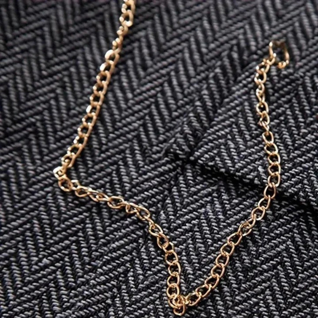 Nuvara | Nicolás | Chaleco de Tweed Hombre Espiga Solapa Entallado