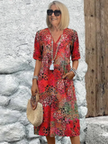 Nuvara | Noelia | Vestido Midi Floral Mujer Escote V Manga Corta