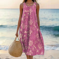 Nuvara | Noelia | Vestido Midi Floral Sin Mangas Mujer Escote Redondo Holgado