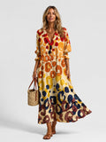 Nuvara | Nuria | Vestido Largo Camisero Estampado Mujer Manga Larga Botones
