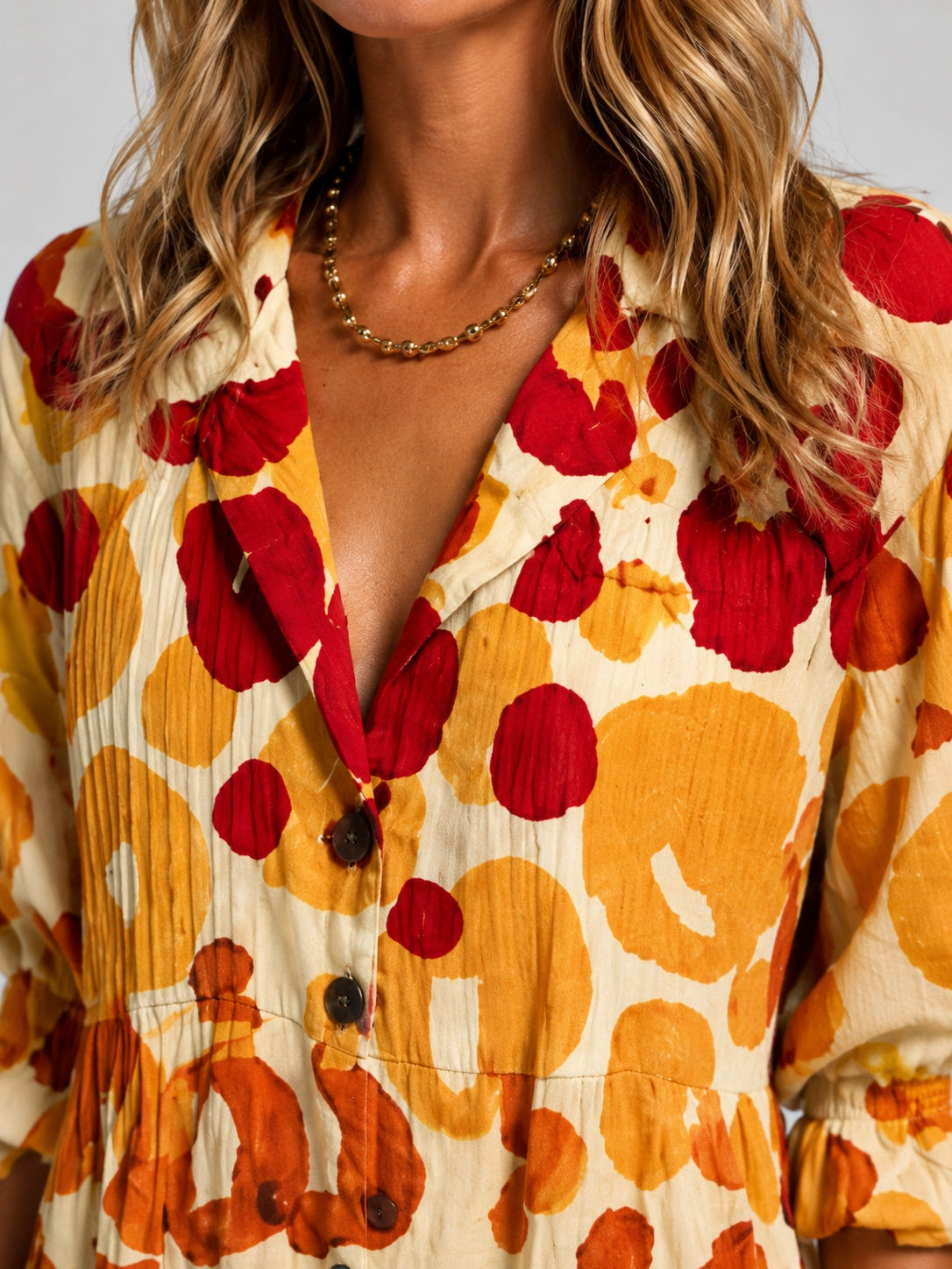 Nuvara | Nuria | Vestido Largo Camisero Estampado Mujer Manga Larga Botones