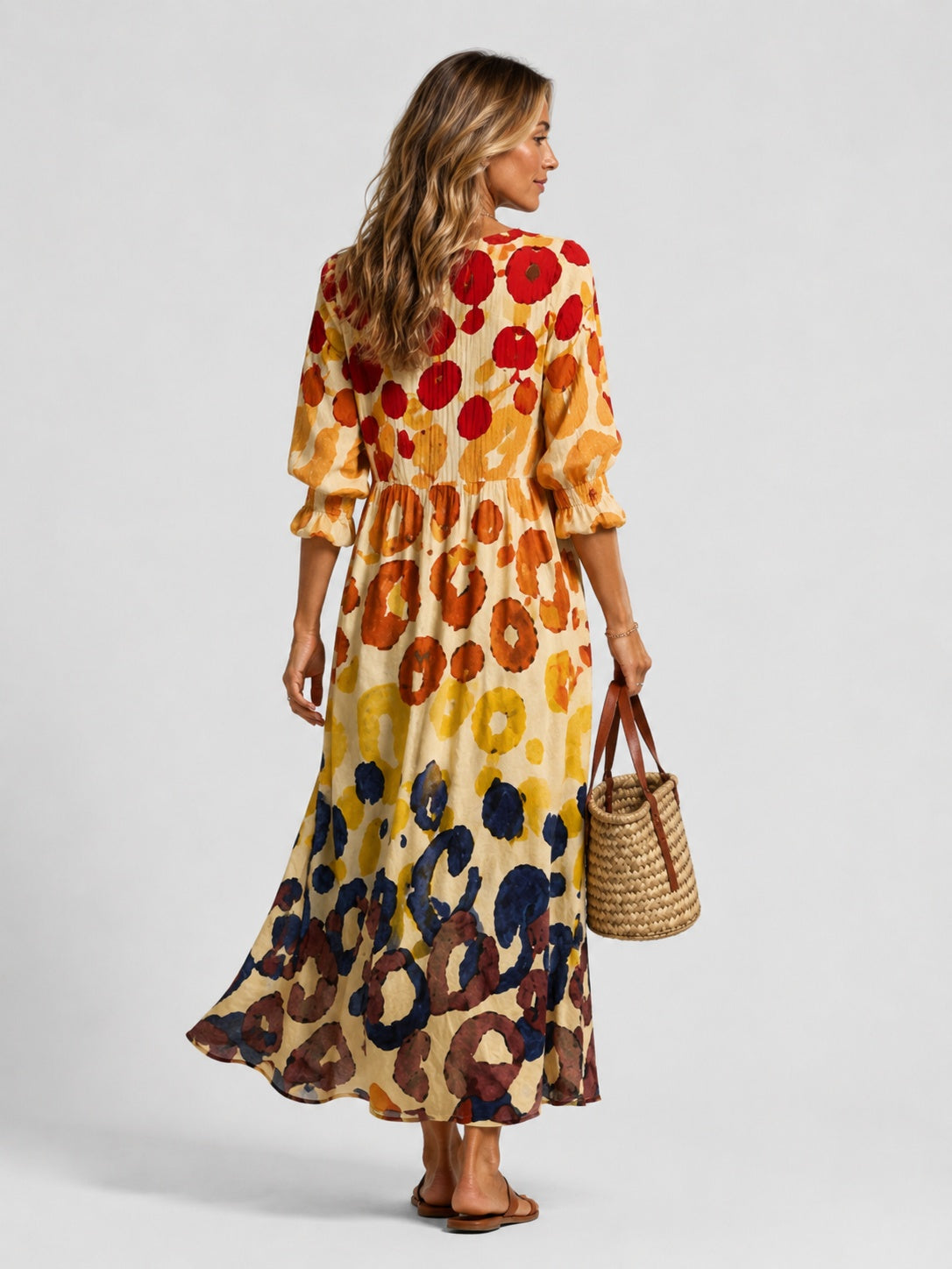 Nuvara | Nuria | Vestido Largo Camisero Estampado Mujer Manga Larga Botones
