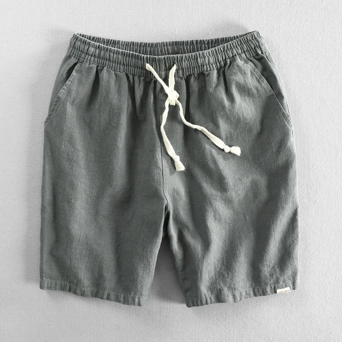 Oriol | Pantalón Corto de Lino Hombre Cintura Elástica Cordón
