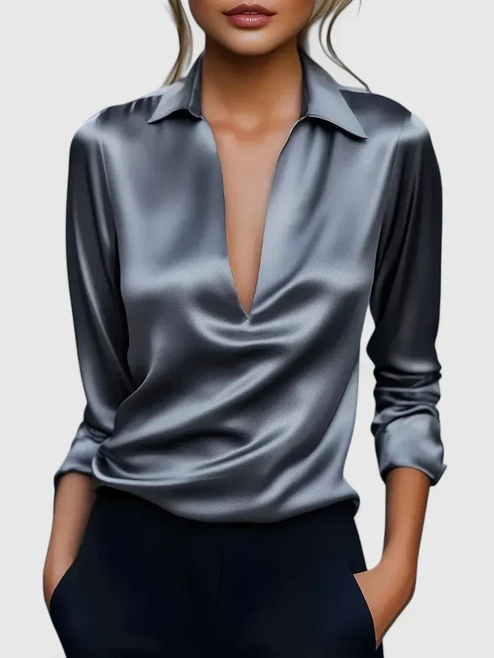 Paloma | Blusa de Manga Larga con Escote Drapeado Mujer