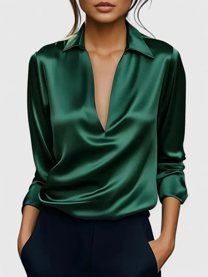 Paloma | Blusa de Manga Larga con Escote Drapeado Mujer