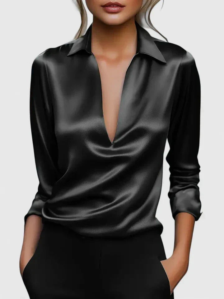 Paloma | Blusa de Manga Larga con Escote Drapeado Mujer