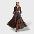Nuvara | Paloma | Vestido Largo de Invitada Invierno Mujer Manga Larga Cuadros