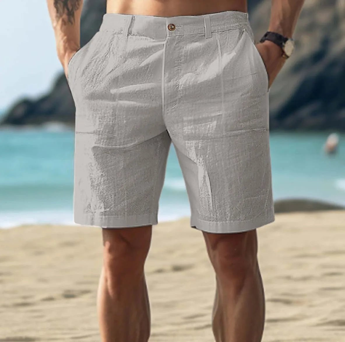 Rubén | Pantalón Corto de Lino Hombre Cintura Media