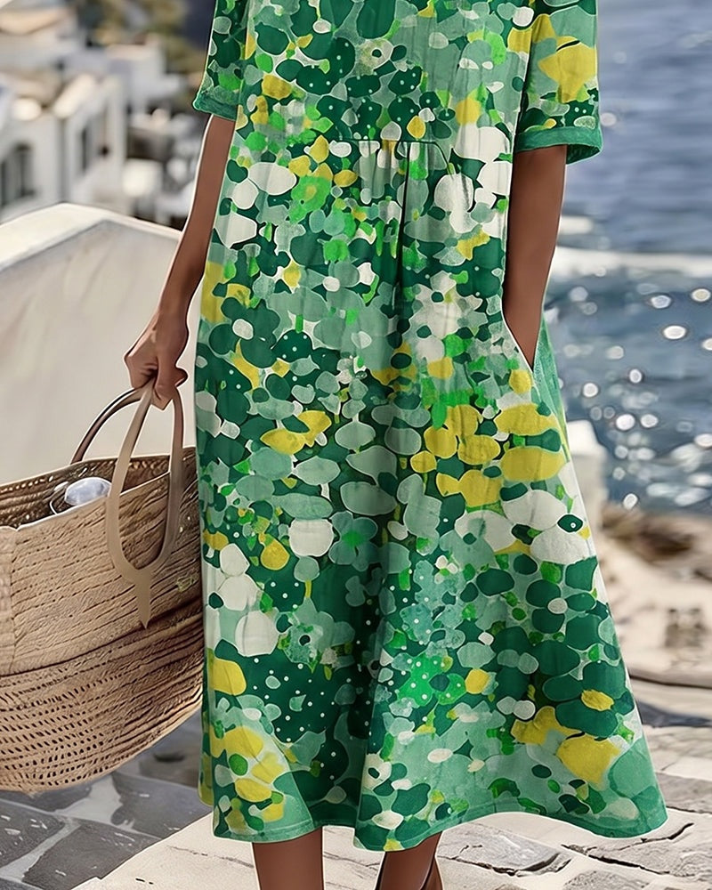 Nuvara | Pilar | Vestido Midi Floral de Verano Suelto Mujer Manga Corta