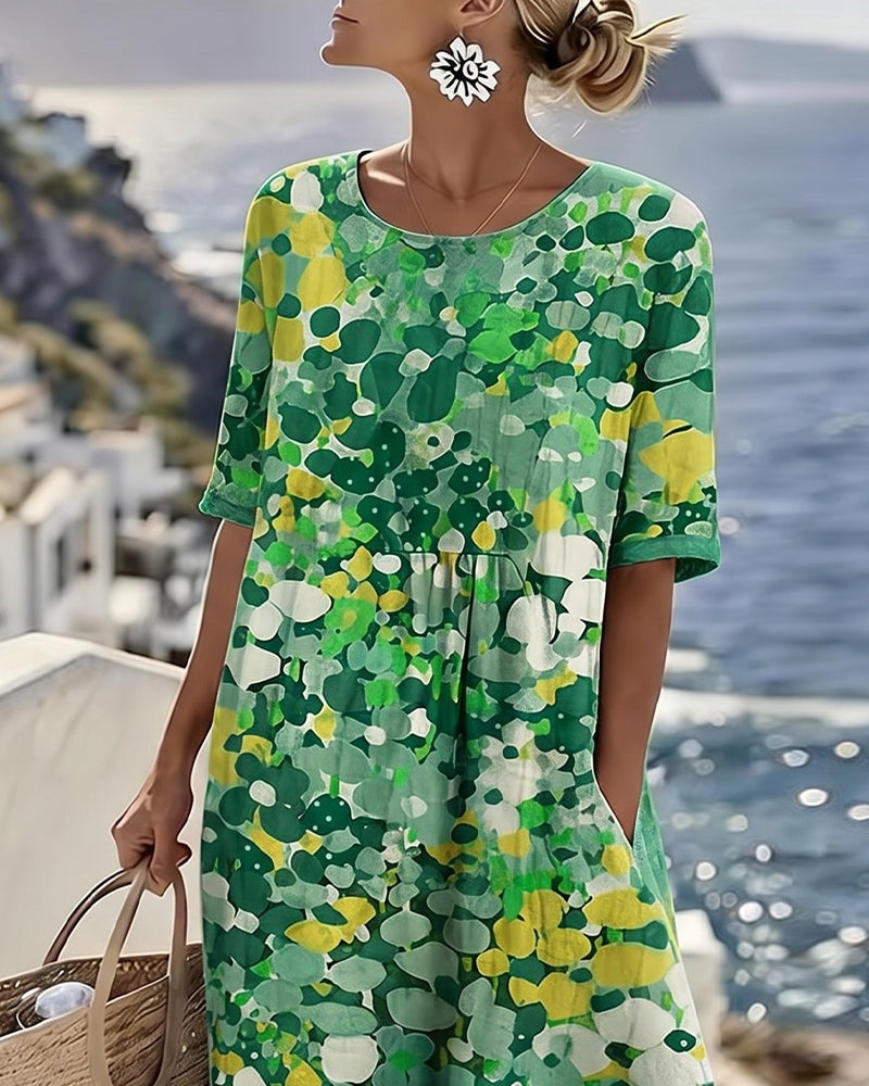 Nuvara | Pilar | Vestido Midi Floral de Verano Suelto Mujer Manga Corta