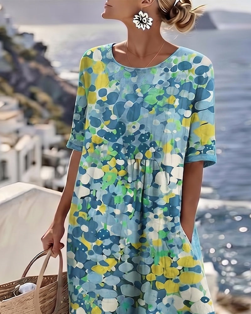 Nuvara | Pilar | Vestido Midi Floral de Verano Suelto Mujer Manga Corta