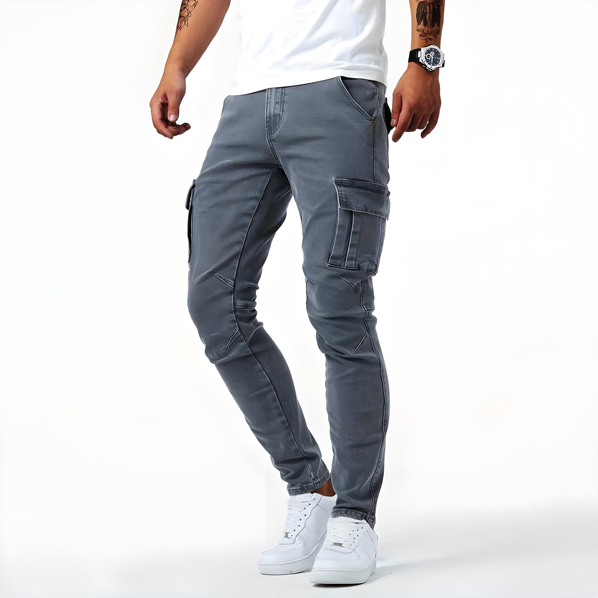 Nuvara | Pol | Cargo Pants Slim Hombre Multibolsillos