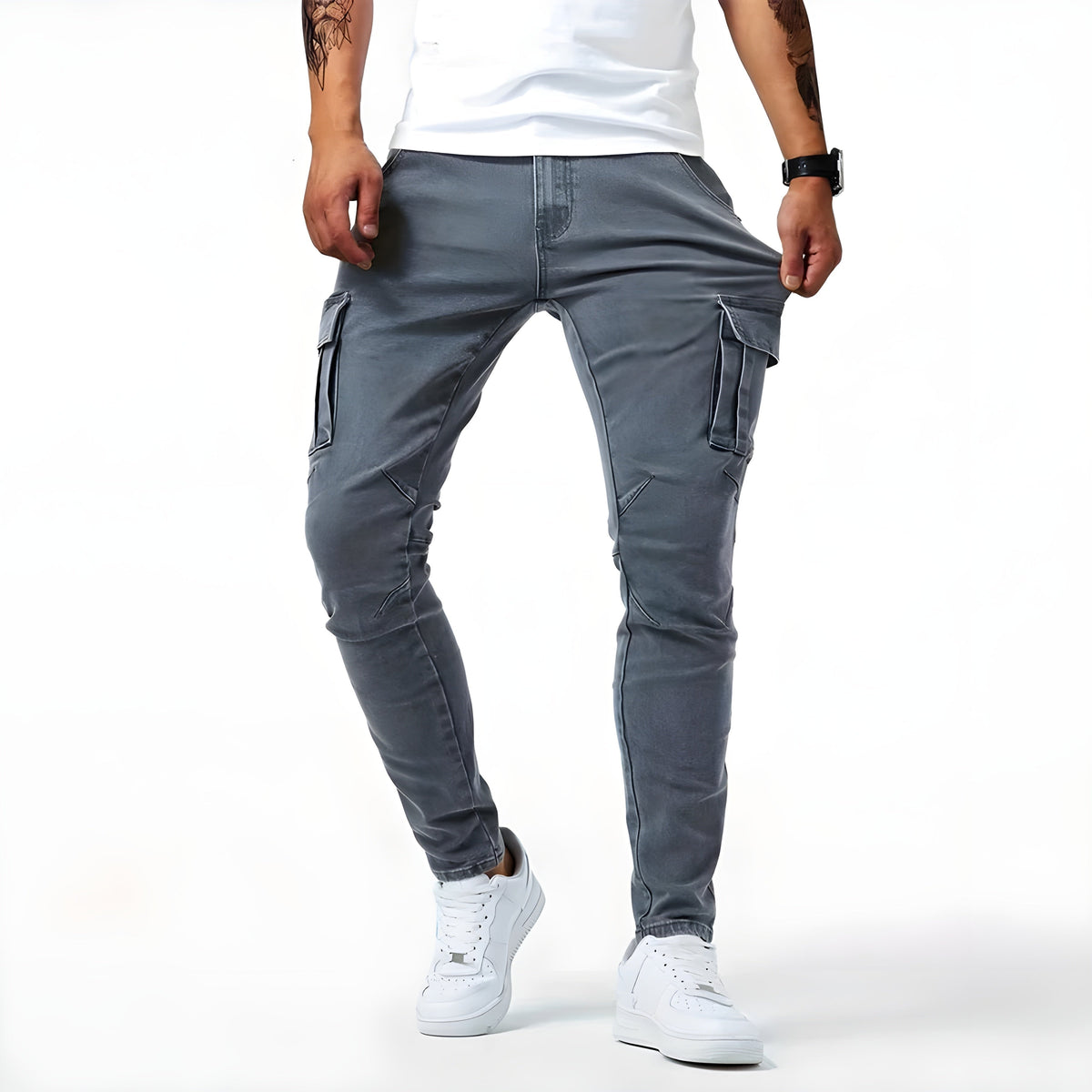 Nuvara | Pol | Cargo Pants Slim Hombre Multibolsillos
