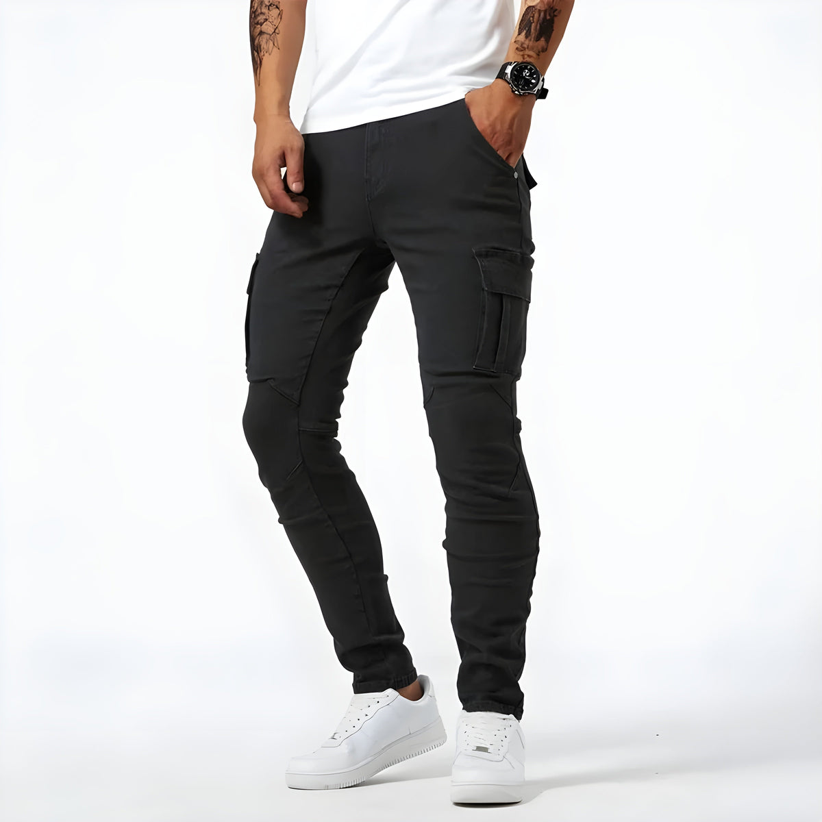 Nuvara | Pol | Cargo Pants Slim Hombre Multibolsillos