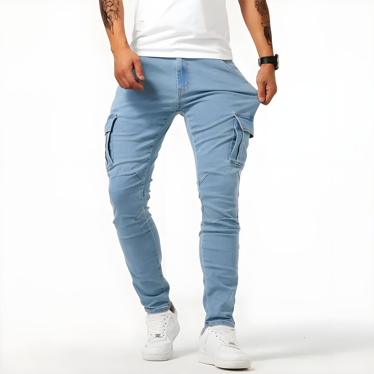 Nuvara | Pol | Cargo Pants Slim Hombre Multibolsillos