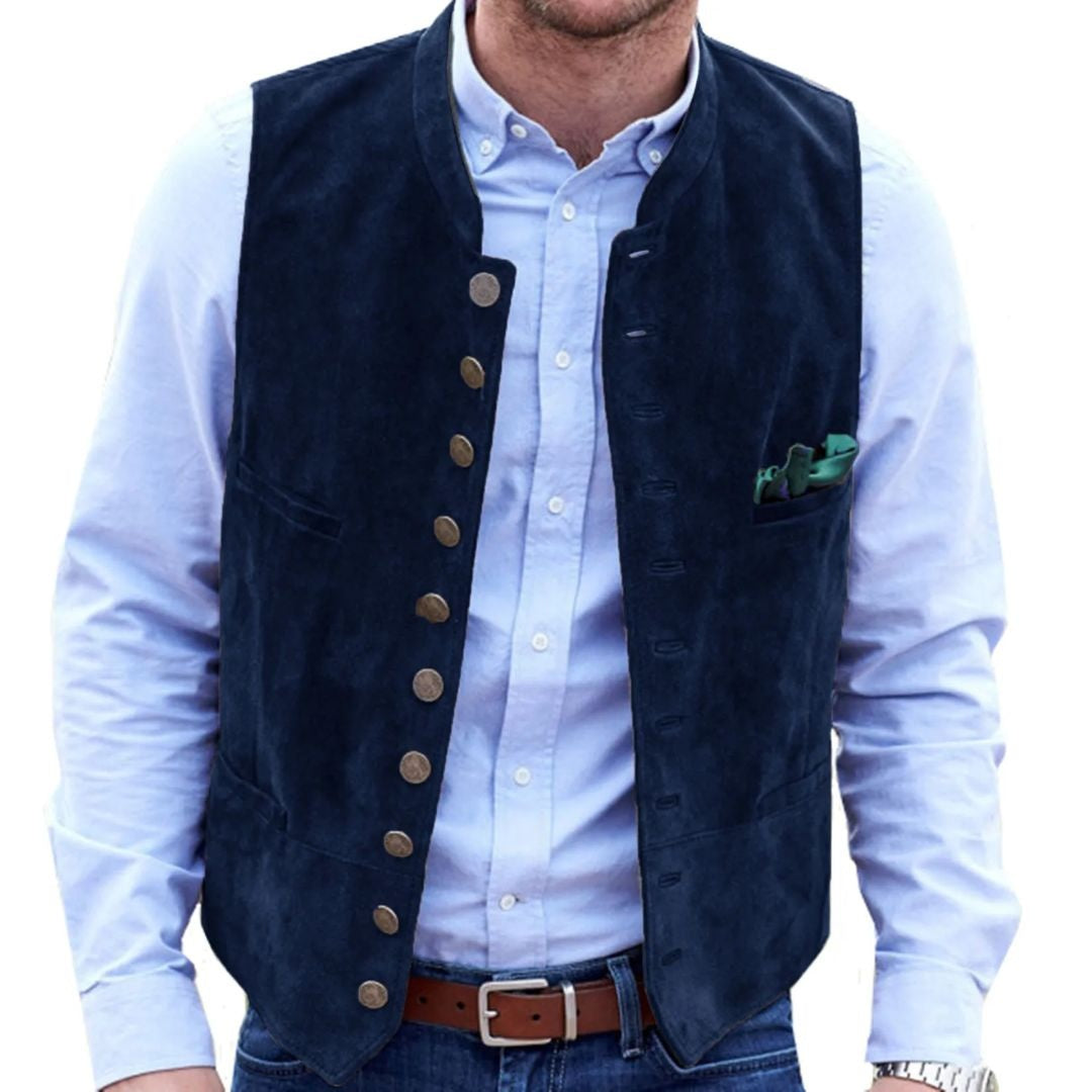 Nuvara | Pol | Chaleco de Ante Hombre Botones Estilo Tradicional