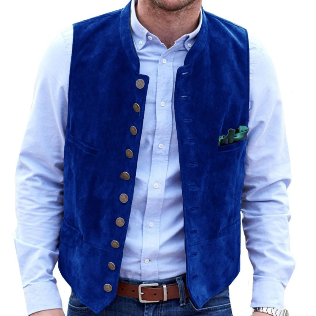 Nuvara | Pol | Chaleco de Ante Hombre Botones Estilo Tradicional