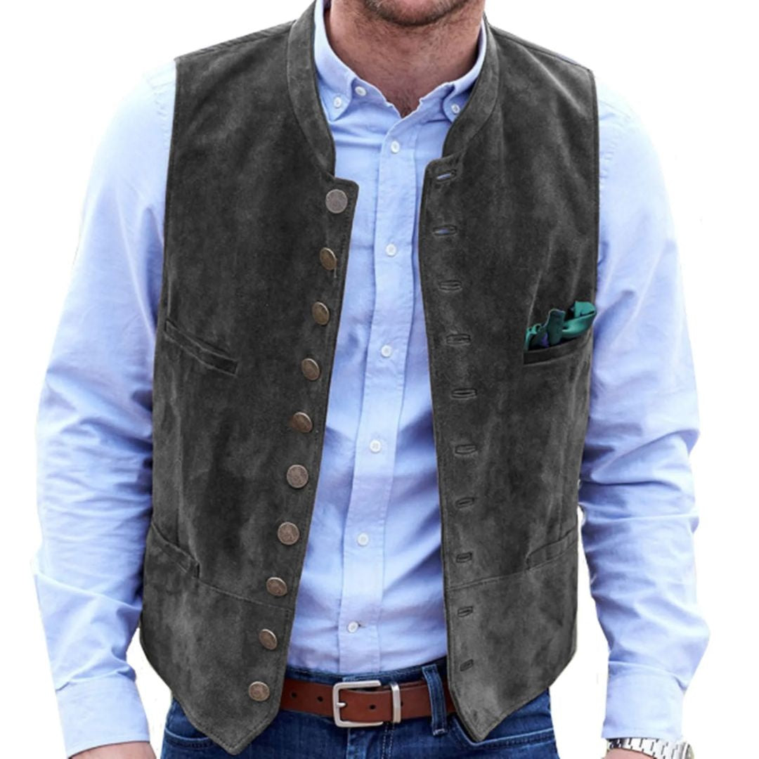Nuvara | Pol | Chaleco de Ante Hombre Botones Estilo Tradicional