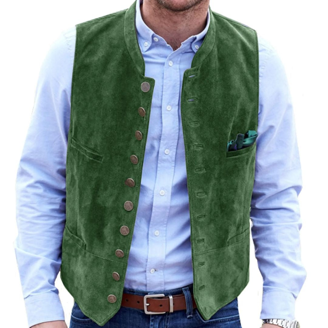 Nuvara | Pol | Chaleco de Ante Hombre Botones Estilo Tradicional