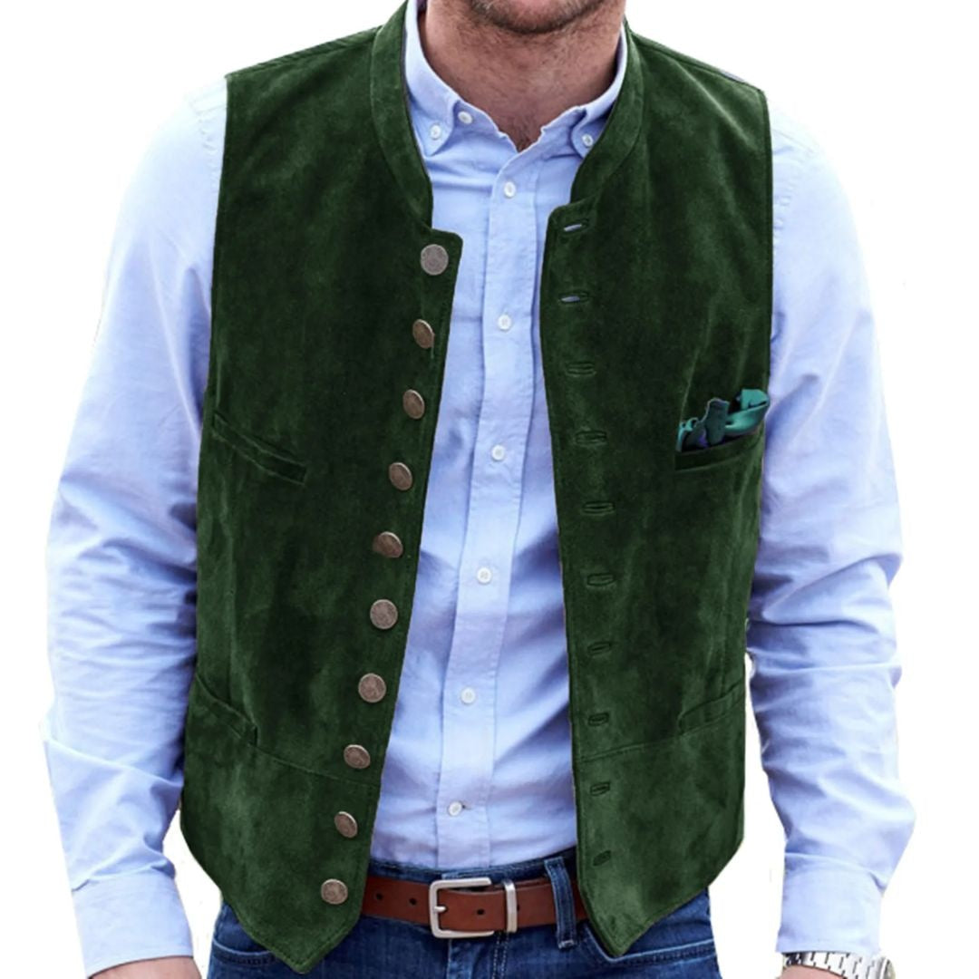 Nuvara | Pol | Chaleco de Ante Hombre Botones Estilo Tradicional