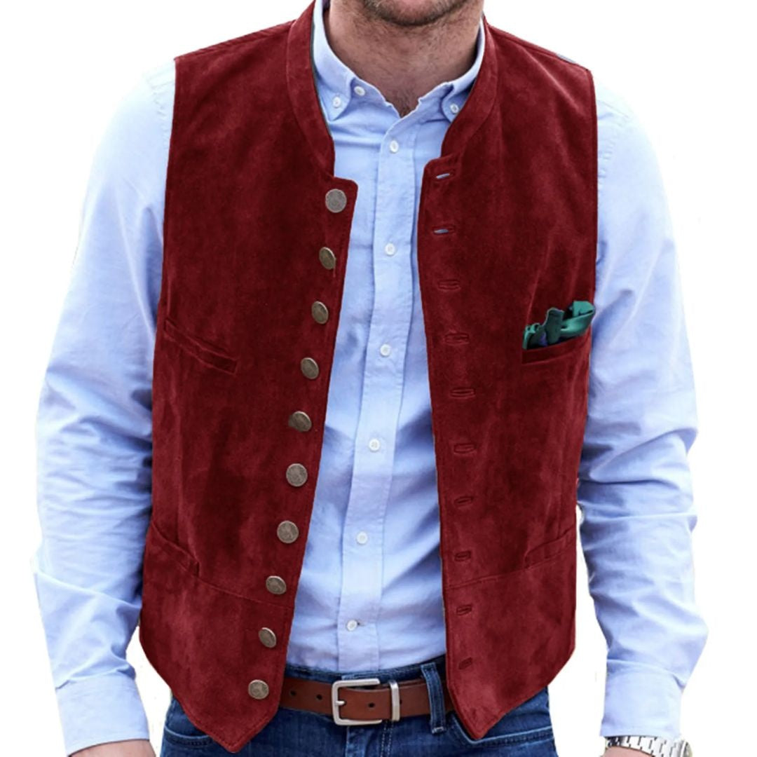 Nuvara | Pol | Chaleco de Ante Hombre Botones Estilo Tradicional