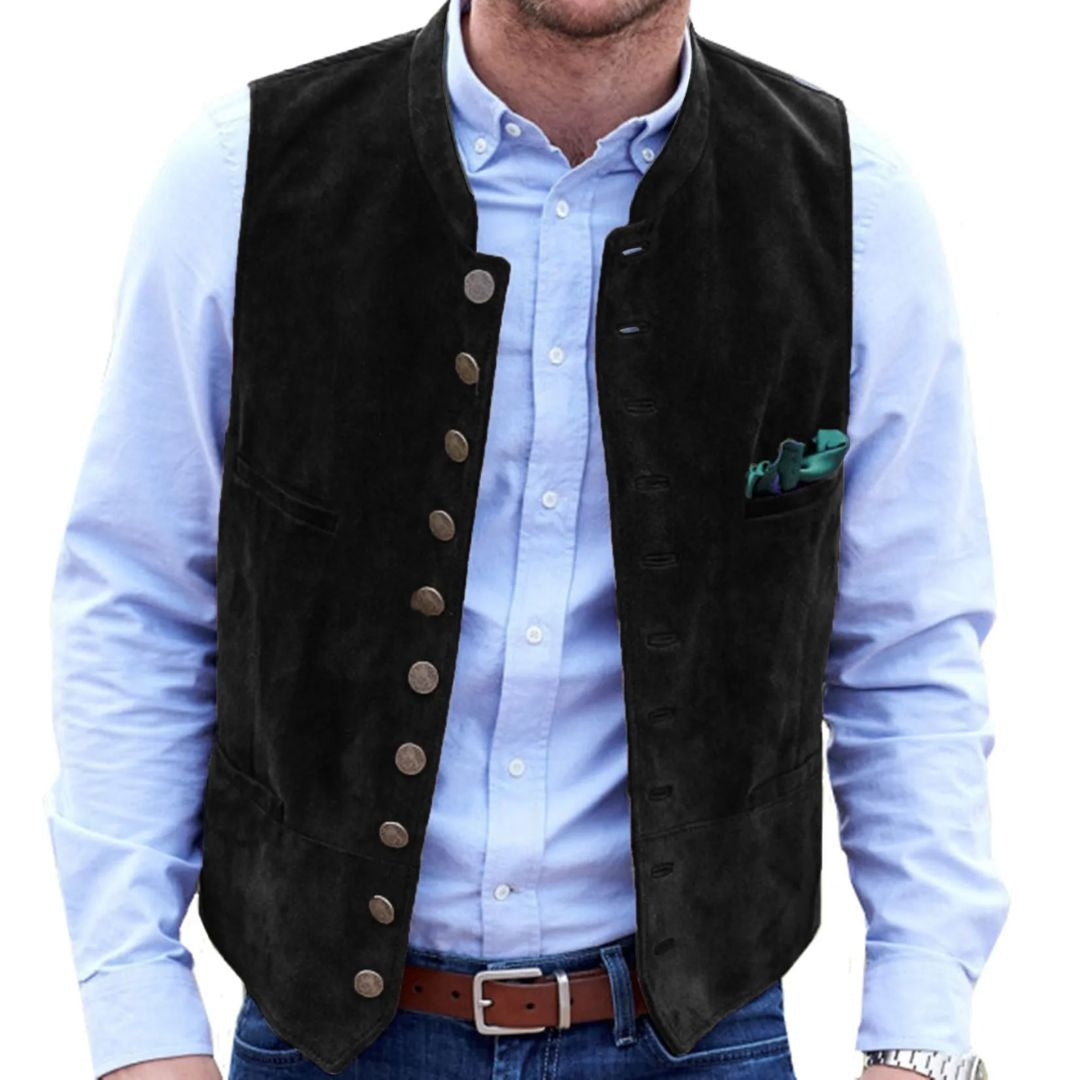 Nuvara | Pol | Chaleco de Ante Hombre Botones Estilo Tradicional