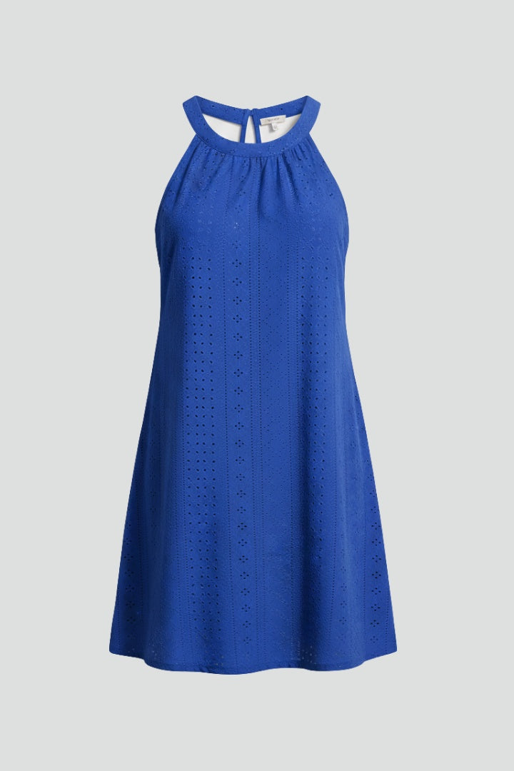 Nuvara | Raquel | Vestido Corto Halter Mujer Bordado Inglés