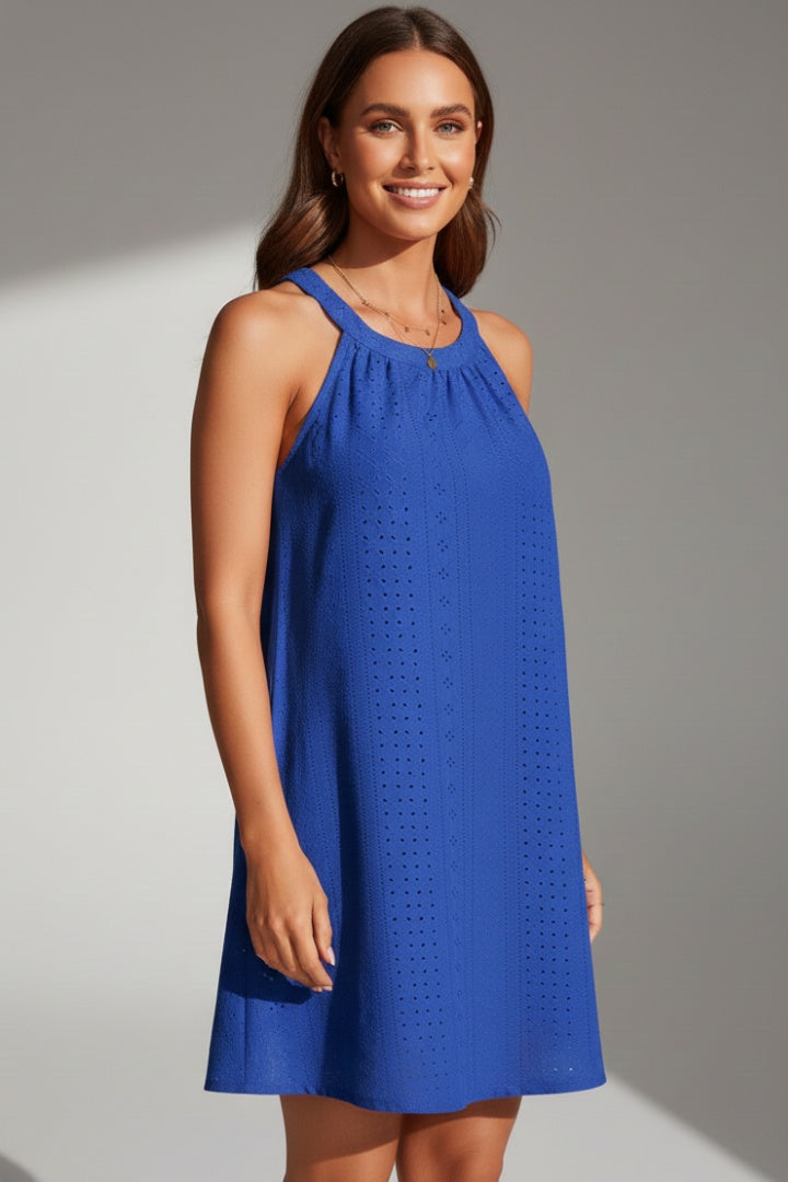Nuvara | Raquel | Vestido Corto Halter Mujer Bordado Inglés
