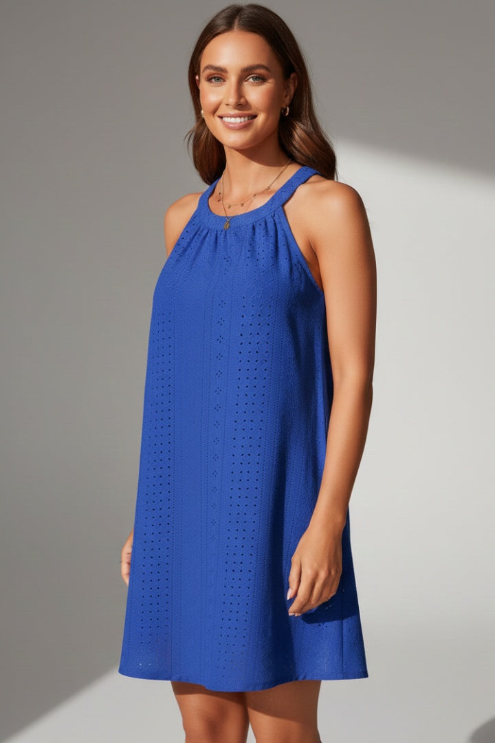 Nuvara | Raquel | Vestido Corto Halter Mujer Bordado Inglés