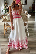 Nuvara | Rebeca | Vestido Largo Boho Mujer Escote Cuadrado Tirantes Atados