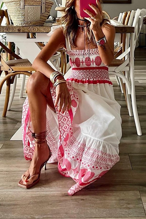 Nuvara | Rebeca | Vestido Largo Boho Mujer Escote Cuadrado Tirantes Atados