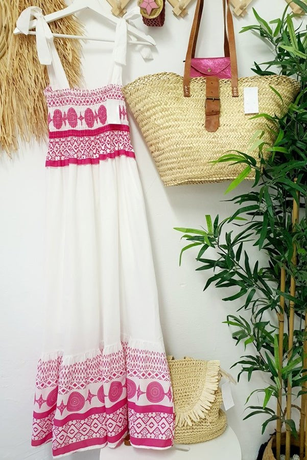 Nuvara | Rebeca | Vestido Largo Boho Mujer Escote Cuadrado Tirantes Atados