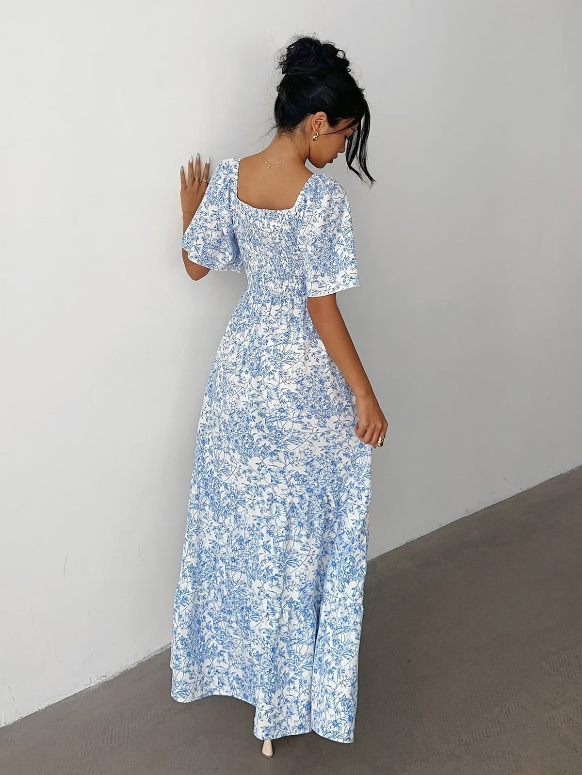 Nuvara | Rebeca | Vestido Largo con Volantes Estampado Floral Mujer Escote Corazón