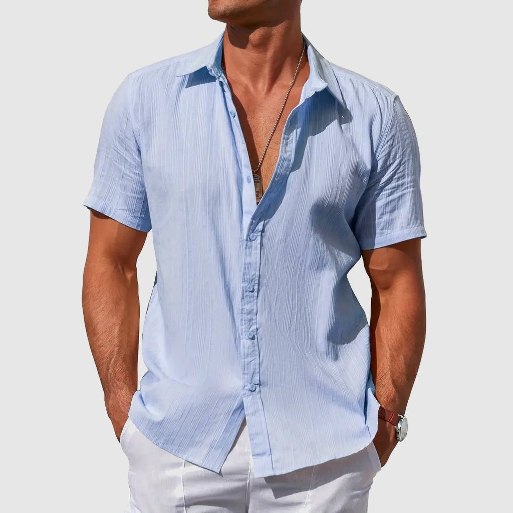 Rodrigo | Camisa de Lino de Manga Corta Hombre Texturizada