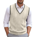 Nuvara | Rodrigo | Chaleco de Punto Hombre Cuello en V Cable Knit