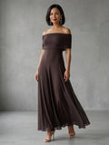 Nuvara | Rosalía | Vestido Midi Hombros Descubiertos Mujer Drapeado