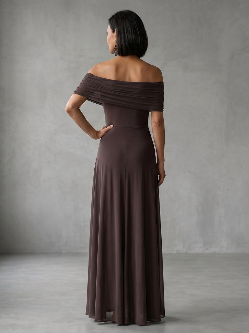 Nuvara | Rosalía | Vestido Midi Hombros Descubiertos Mujer Drapeado
