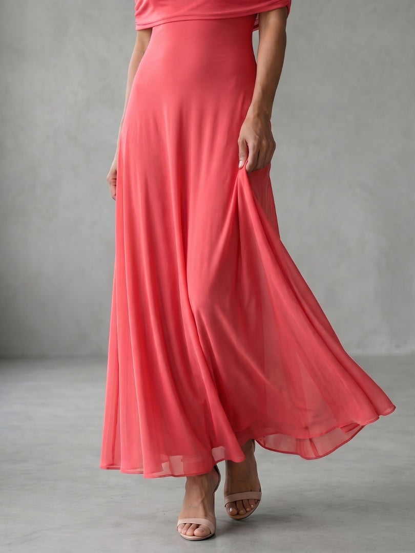 Nuvara | Rosalía | Vestido Midi Hombros Descubiertos Mujer Drapeado
