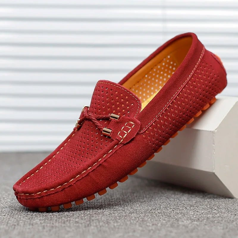 Rubén | Mocasines de Ante Perforado Hombre Sin Cordones