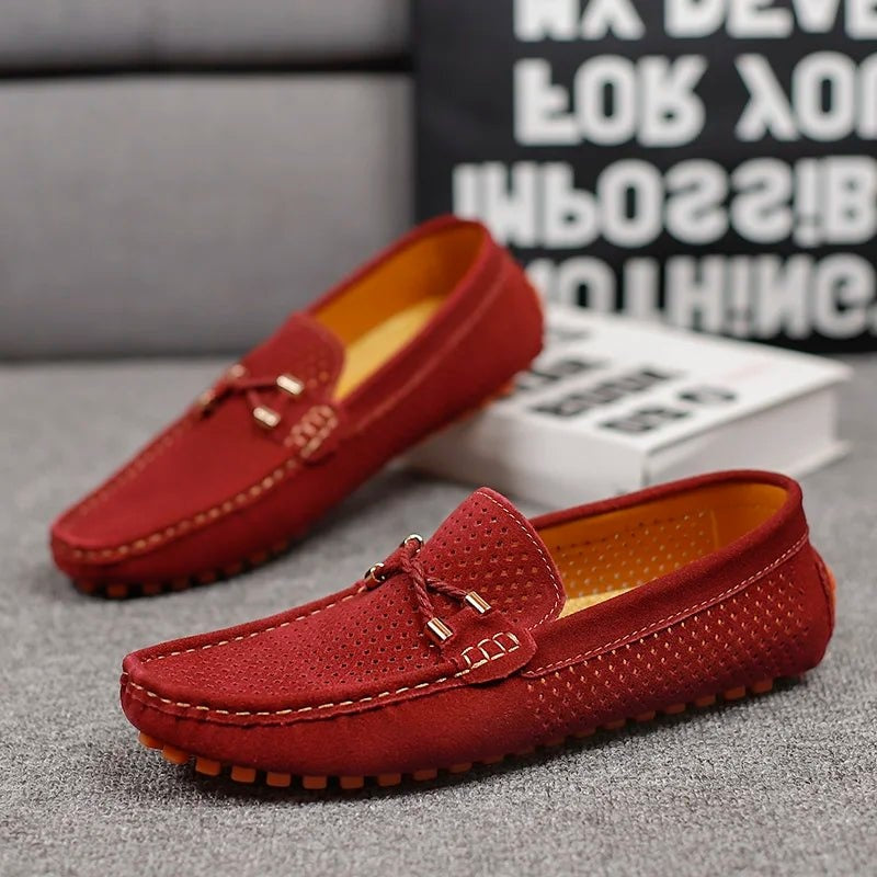 Rubén | Mocasines de Ante Perforado Hombre Sin Cordones