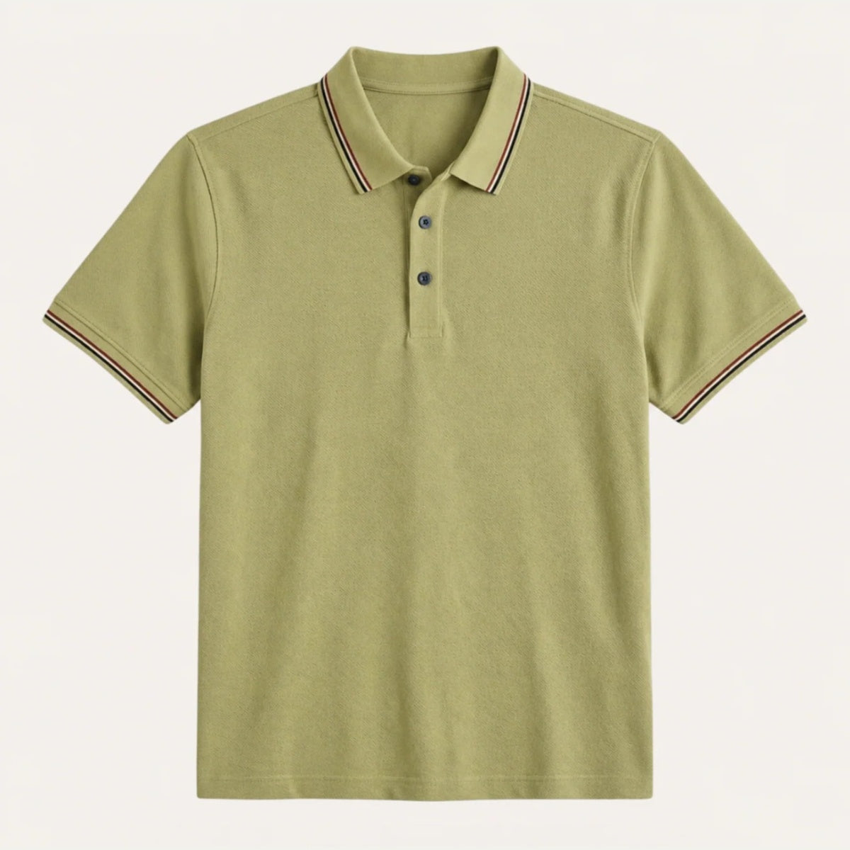 Rubén | Polo de Algodón Manga Corta Hombre Cuello Rayas Contraste