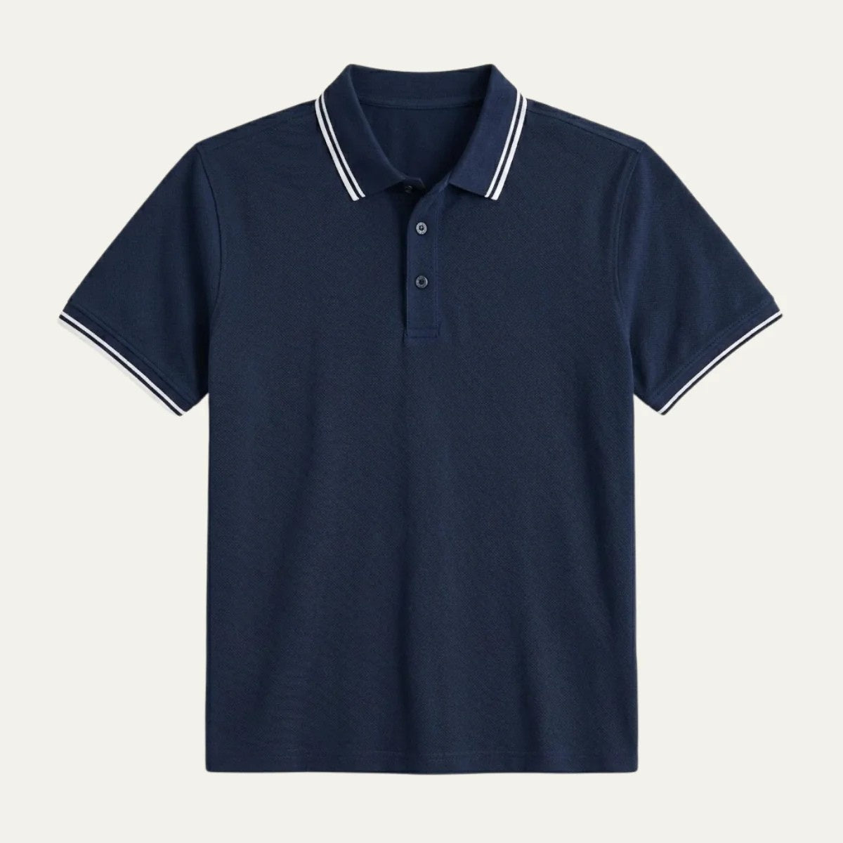 Rubén | Polo de Algodón Manga Corta Hombre Cuello Rayas Contraste