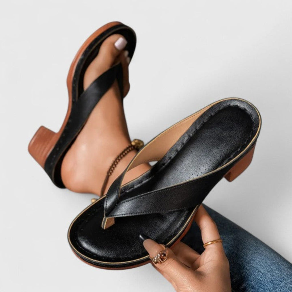 Nuvara Chunky Heel Thong Sandals