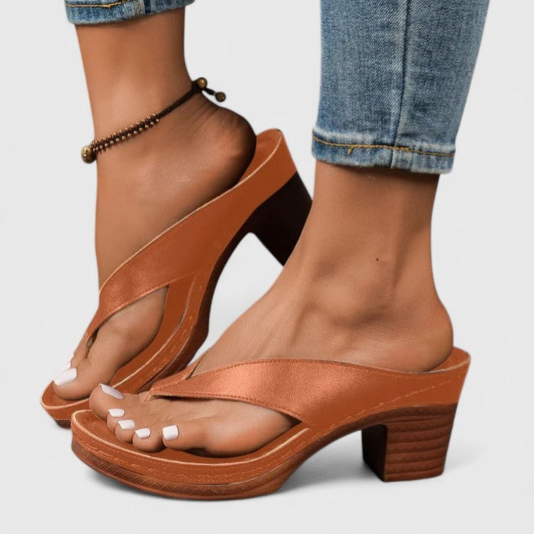 Nuvara Chunky Heel Thong Sandals