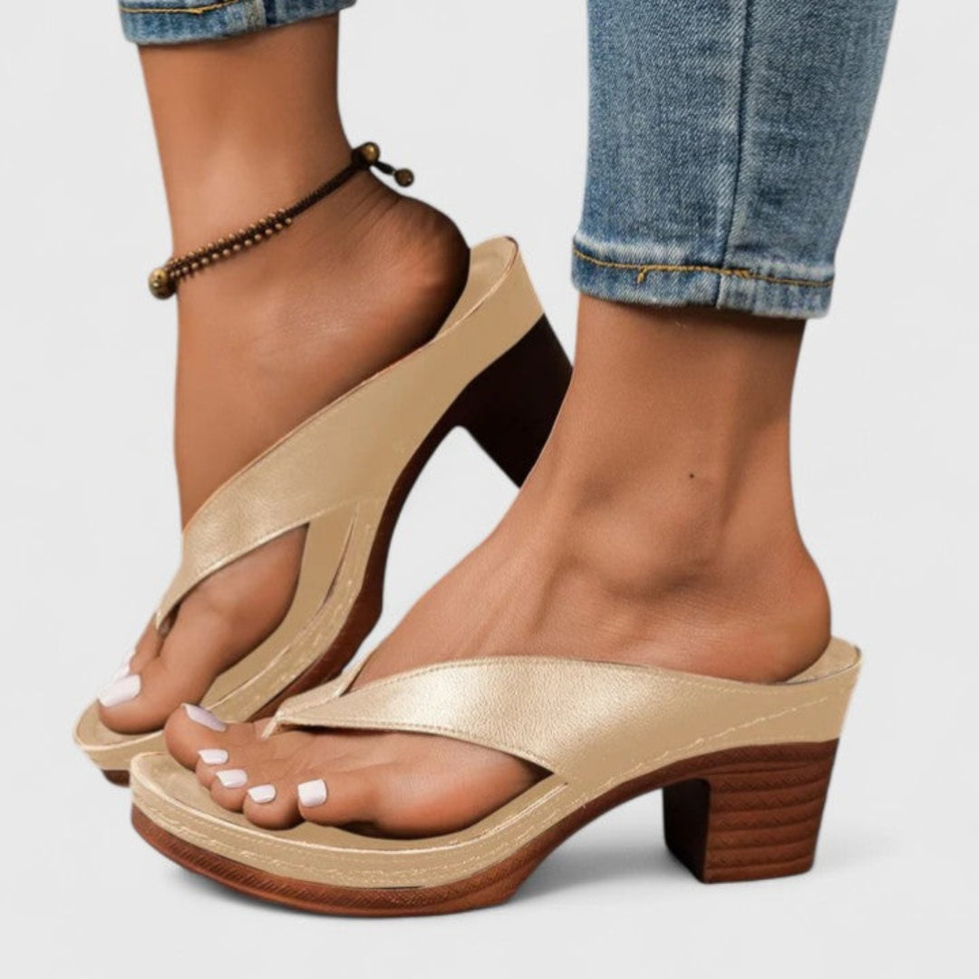 Nuvara Chunky Heel Thong Sandals