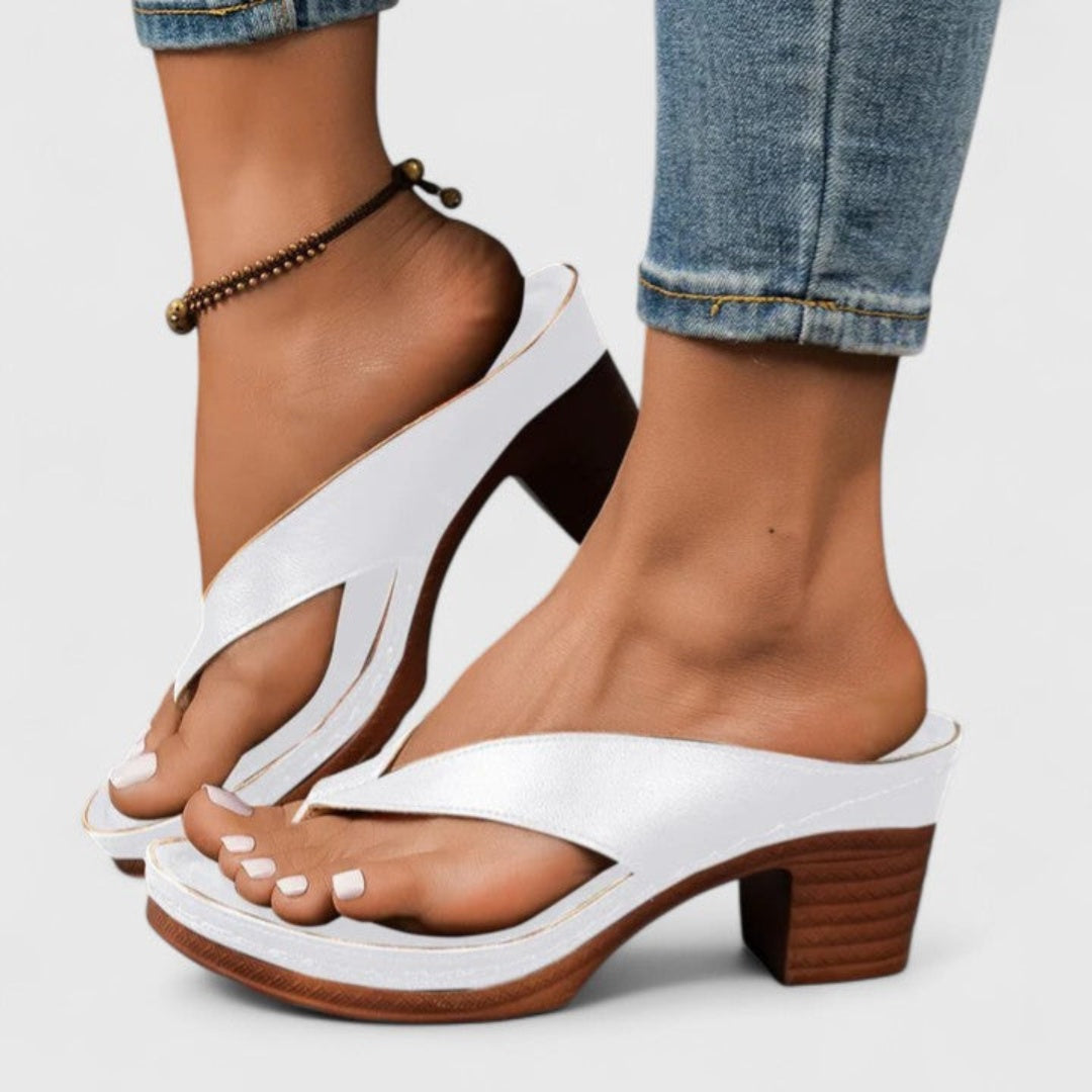 Nuvara Chunky Heel Thong Sandals