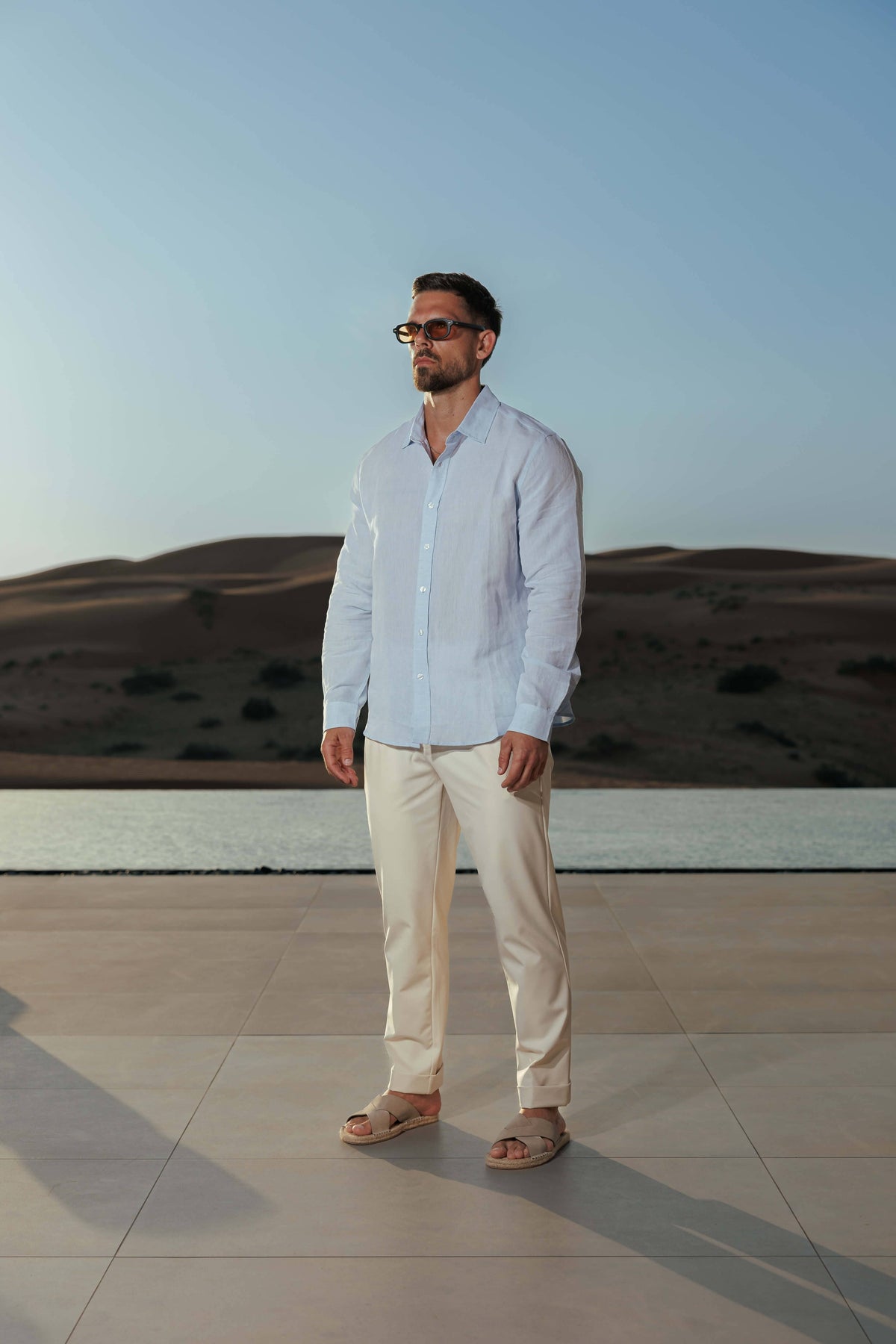 Sergio | Camisa de Lino de Manga Larga Hombre Cuello Clásico